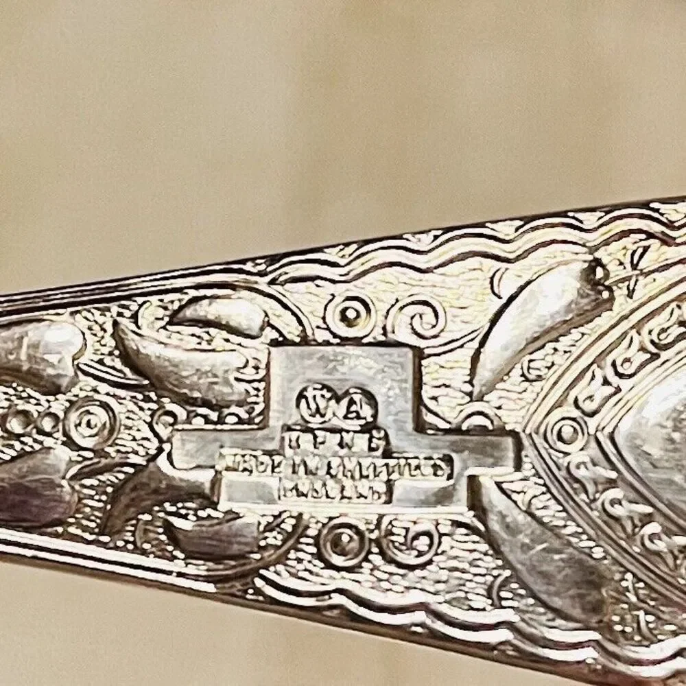 Vintage William Adams Sheffield England Serving Spoon Set Silverplate Gold Wash - Picture 6 of 10